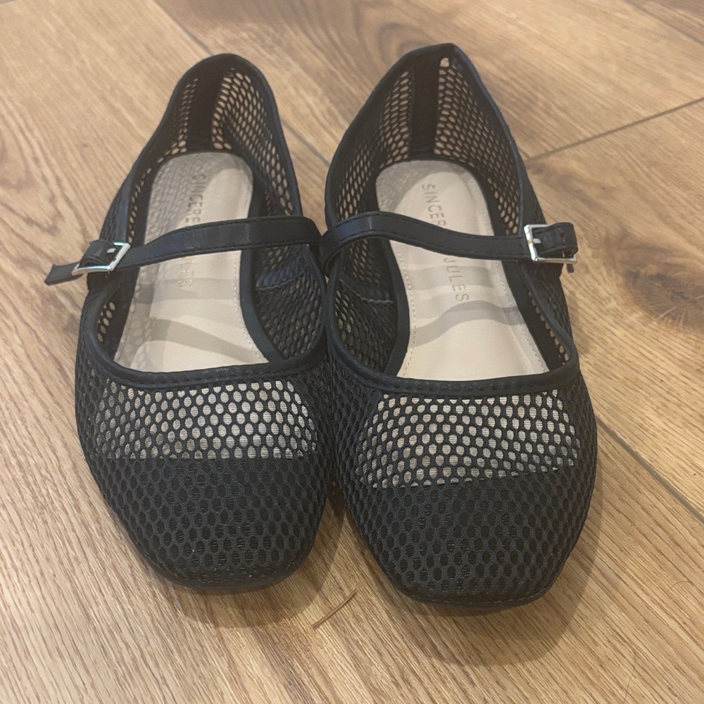 Sincerely Jules Black Mesh Flats